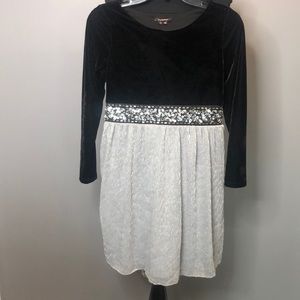My Michelle Girls Black Velvet and Silver Dress Christmas